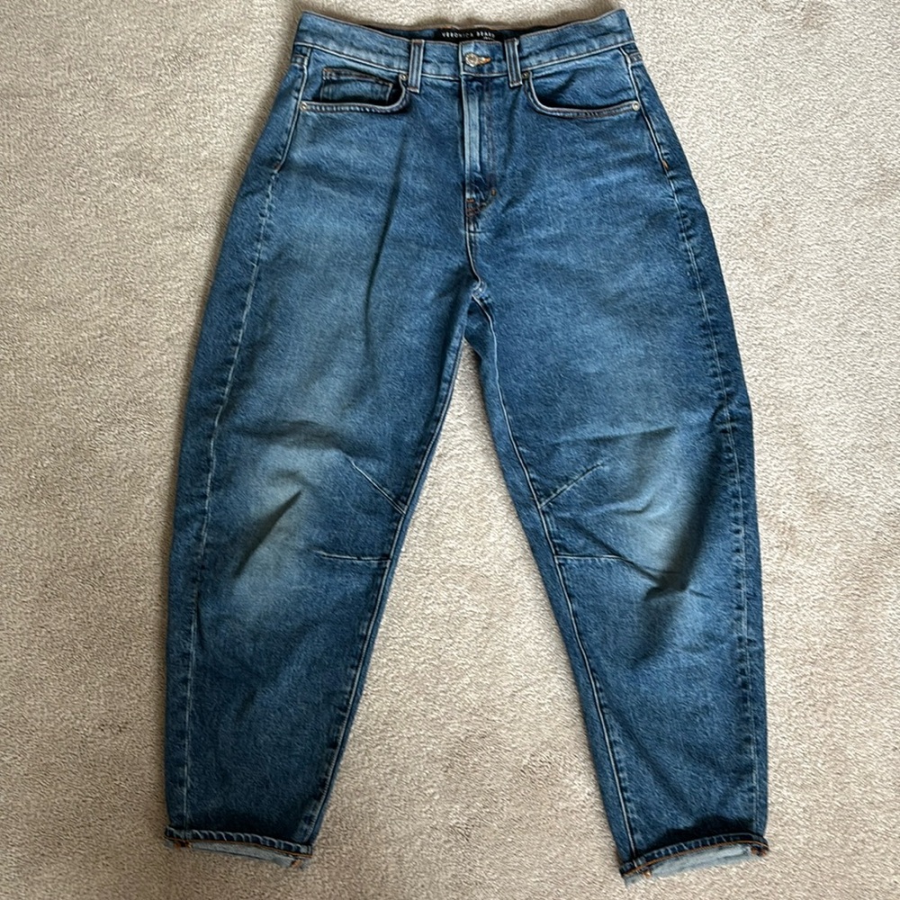 Veronica Beard Charlie Barrel Leg High Rise Jeans